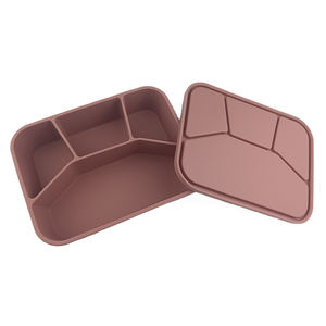 กล่องใส่ขนมซิลิโคนสำหรับเด็กปราศจากสาร BPA ของ Vichi กล่องใส่อาหารและของว่างสำหรับไปโรงเรียนกล่องอาหารกลางวัน4ช่องไม่หก - Product Image 2