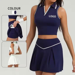 Dames V-Hals Mouwloze Golfblouse Slank Getailleerde Crop Workout Yoga Top Casual V-Line Kraag Crop Tank Tops Polo Atletische Shirts - Product Image 5