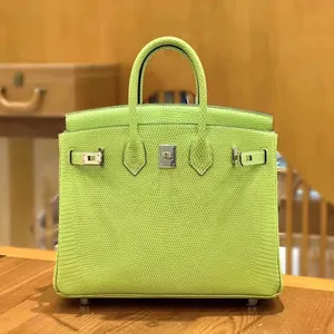 Customized 100% hand-sewn lizard leather women's bag French wax thread sewn handmade bag