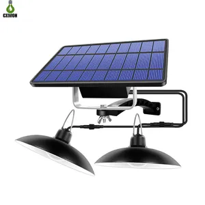 Solar Menjelaskan dengan Kawat untuk Darurat Camping Home Halaman Taman Ganda Kepala Solar Pendant Light