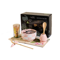Ensemble de thé Matcha en céramique Japandi écologique et durable, bol à motif écossais, Chasen, coffret cadeau, cérémonie du thé, style Instagram, commerce transfrontalier