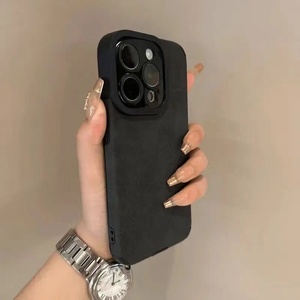Custodia per telefono in pelle di agnello di lusso per <span class=keywords><strong>iPhone</strong></span> 17 16 15 14 13 12 <span class=keywords><strong>11</strong></span> Pro Max Mini X XS XR, <span class=keywords><strong>cover</strong></span> in silicone morbido tinta unita stile retrò - Product Image 5