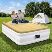 Matelas pneumatique électrique pleine grandeur YENING avec pompe intégrée, gonflage rapide, lit double surélevé, lit de camping, 18 pouces de hauteur, beige