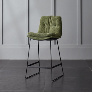 Modern Factory Counter Home <b>Bar</b> Furniture Double Cushion Fabric Corduroy PU <b>Leather</b> <b>Stool</b> Chair for Living Room Hotel Dining - Product Image 3