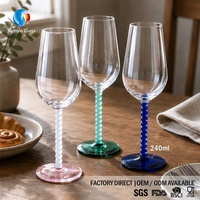 Samyo 240ml Custom gemaakte gekleurde kralen glazen kelk met uniek ontwerp, vintage bruiloftsfluiten, champagneglazen