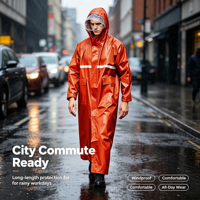 Poncho de pluie réfléchissant en tissu Oxford épaissi pour homme adulte, style coupe-vent une pièce, imperméable de sécurité pour le travail en extérieur