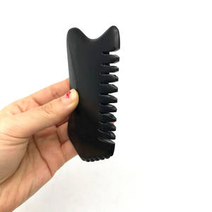 Gua Sha-peine de piedra <span class=keywords><strong>Natural</strong></span> para masaje Facial, piedra de jade, masajeador Facial con logotipo personalizado, color negro - Product Image 6