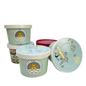 Cartoon Ice Cream Cup For Kids Ice Cream Package Ice Cream Pint Containers With Lid