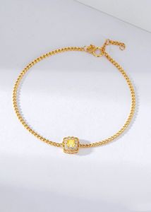 Bracelet en or massif 18 carats pur avec diamant jaune taille coussin et bordure dentelle, vente en gros Xinfly - Product Image 2