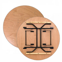 Table pliante ronde en bois pour banquet, mariage, ferme, événement, location, table à manger