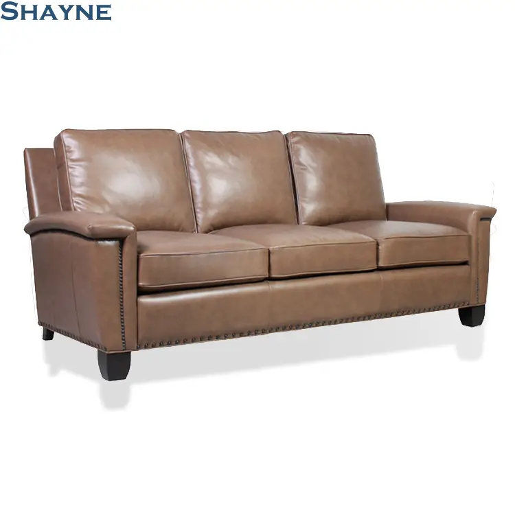2024 Koleksi peserta pameran OEM untuk merek terkenal SHAYNE FURNITURE mewah kelas atas menyesuaikan ruang tamu sofa kulit asli