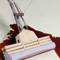 Serpillère à rouleau essoreuse en éponge PVA, auto-essoreuse, en acier inoxydable, grande capacité, durable, absorbante, pour nettoyage des sols humides, mains libres