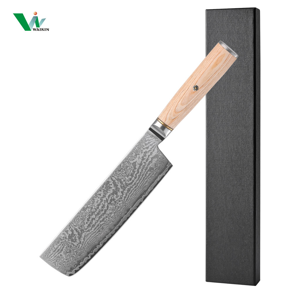 Couteau Nakiri 7'' avec manche en bois de pakkawood jaune