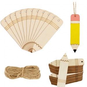 Marcapáginas de madera en forma de lápiz, estilo nuevo, sin terminar, con etiqueta de cuerda de cáñamo hueca, producto transfronterizo de gran venta. - Product Image 4