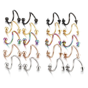 Bola de torsión en <span class=keywords><strong>espiral</strong></span> para <span class=keywords><strong>Tragus</strong></span>, Piercing en forma de S para labio y nariz, cono giratorio, arcoíris, hélice de cartílago, joyería para el cuerpo - Product Image 4