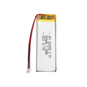 Bateria de polímero de lítio recarregável pequena UFX 602055 600mAh 3.7V para lâmpadas de célula de polímero de íon de lítio fornecida de fábrica