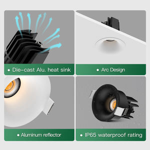 XRZLux moderno <span class=keywords><strong>10W</strong></span> <span class=keywords><strong>LED</strong></span> COB Downlight ETL incasso IP65 impermeabile in alluminio Anti-riflesso faretto alta CRI 97 3 anni di garanzia per - Product Image 4