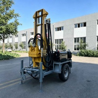 Foreuse portable sur roues pour puits d'eau, équipement de forage de puits profonds de 200 m, machine de forage de puits d'eau en roche
