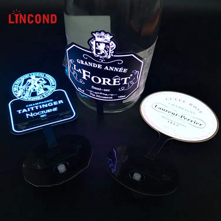 Fabriek Custom El Fles Label Led Licht Sticker Lichtgevende Wijnfles Label Sticker