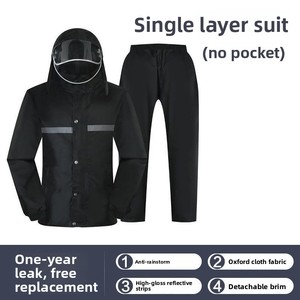 Grandpa Ra Universal Adult Full-Body Raincoat &amp; Rain Pants Set Reflective Rainproof Double-Layer 23 Silk <strong>PVC</strong> Model 048 - Product Image 4