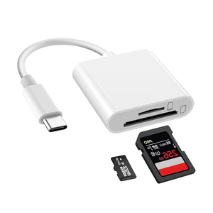 2 khe cắm USB C SD TF bên ngoài đầu đọc thẻ Trail máy ảnh người xem Cắm và chơi Loại C Bộ chuyển đổi thẻ nhớ - Product Image 1