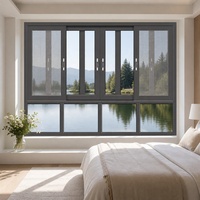 Fenêtre coulissante en aluminium à 3 rails de style américain, double vitrage Low-E avec moustiquaire pour maison