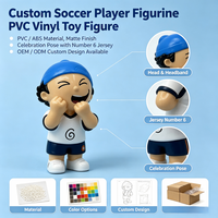 PVC Fußballspieler-Figur Cartoon Chibi Fußballfan Schlüsselanhänger Anhänger Maßgefertigte 3D Weiche PVC-Puppe Schlüsselring Souvenir Geschenk