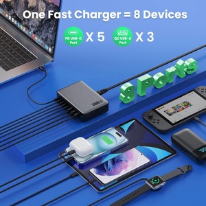 Station de charge de bureau GaN 300W 20V5A, <span class=keywords><strong>chargeur</strong></span> rapide haute puissance, hub de charge tout-en-un pour smartphone, tablette, <span class=keywords><strong>ordinateur</strong></span> portable - Product Image 2