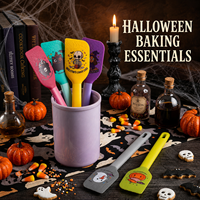 Ensemble de spatules de cuisine en silicone pour Halloween, design citrouille, fantôme, crâne, outils de pâtisserie en silicone, cuillère à mélanger double tête