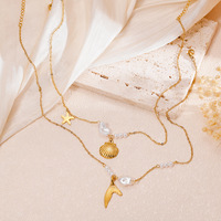 Collection de Colliers en Acier Inoxydable Anti-ternissement avec Pendentif Irrégulier Tendance, Perles d'Eau Douce et Breloques de Luxe Uniques