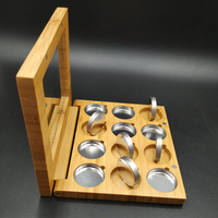 Boîtier compact en bambou écologique avec miroir, rechargeable, emballage de maquillage durable pour palette de fards à paupières