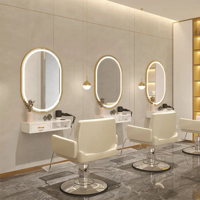 Fabriqué en Chine, salon de coiffure de haute qualité dédié au cadre en alliage d'aluminium mural miroir argenté
