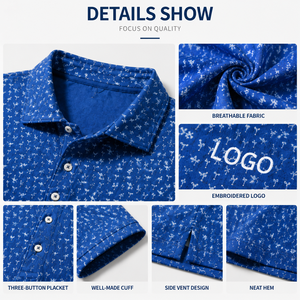 Custom Premium Mens Golf Polo Shirt Micro Dot Performance Jacquard Moisture Wicking Country Club Private Label Apparel OEM - Product Image 3
