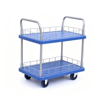 Chariot à outils à 2 étagères avec plateforme et barrière de sécurité pour atelier industriel et réparation en garage