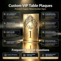 Plaque de table VIP personnalisée en laiton ODM OEM, gravée, luxe, pour hôtel et restaurant, impression UV, anti-rouille, durable