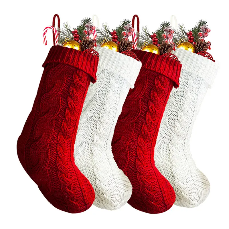 New design glitter christmas candy stocking holder christmas decoration supplies xmas sock gift christmas sock