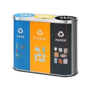 Poubelle de recyclage 3 compartiments en acier inoxydable poubelles de recyclage intérieures poubelle à fermeture douce poubelle de séparation 3 en 1