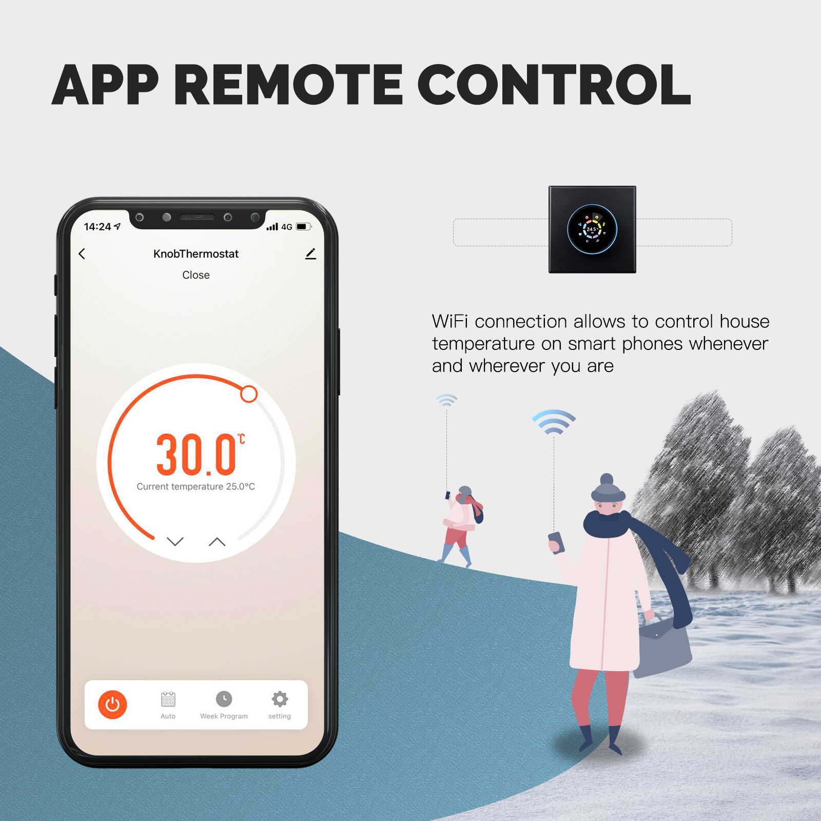 Thermostat WiFi Qiumi Pour Chaudière Gaz/eau - Compatible Alexa, Google Home - Programmable, écran Réglable