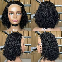 Perruque Bob Courte Bouclée Pixie en Cheveux Brésiliens 12A Densité 250% 5x5 Double Pull avec Dentelle Frontale pour la Croissance des Cheveux, pour Femmes Noires