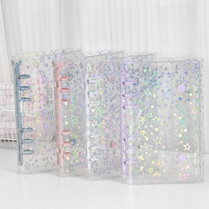 20 PCS A6 Couverture de classeur à <span class=keywords><strong>anneaux</strong></span> en PVC souple 6 <span class=keywords><strong>anneaux</strong></span> Couverture de classeur transparente pour planificateur Couverture de classeur à <span class=keywords><strong>anneaux</strong></span> ronds rose violet pour carnet rechargeable - Product Image 2