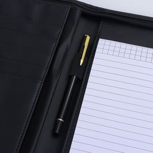 Promotion Custom Logo Business A4 Multifunctional PU Leather Zippered Office <b>File</b> <b>Folder</b> Portfolio - Product Image 2