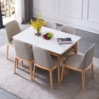 Table à manger extensible rectangulaire moderne nordique haut en pierre frittée en bois de frêne massif pour petit appartement maison salon