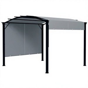 Pergola carrée rétractable moderne en acier gris thermolaqué 11x11, abri de jardin extérieur, pavillon, protection solaire - Product Image 3