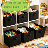 Paniers de rangement pliables en tissu noir avec poignée, paniers organisateurs pour jouets, vêtements et livres pour enfants, cubes de rangement pliables