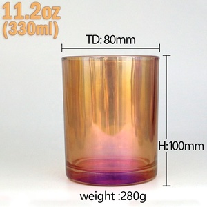 LANGXU Peachblow Glass Ombre Glass Candle Jar Blush Pink to White Gradient With Gold Rim for Victorian Boudoir - Product Image 3