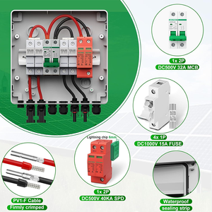 Kotak Kombiner PV Surya IP65 2 in 1out DC500V 32A dengan Pemutus Sirkuit, Pelindung Lonjakan, dan Sekring PV 15A serta Sakelar Pemutus - Product Image 4