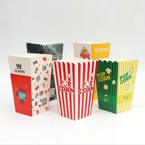 Kotak jagung Pop kardus putih sekali pakai murah kemasan modis ukuran kustom kotak Popcorn kertas cetak