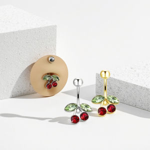 เจาะสะดืออินเทรนด์ใหม่สำหรับผู้หญิง2025แหวนท้องคริสตัลเชอร์รี่ขายดีเครื่องประดับร่างกายเจาะเหล็กผ่าตัด - Product Image 2