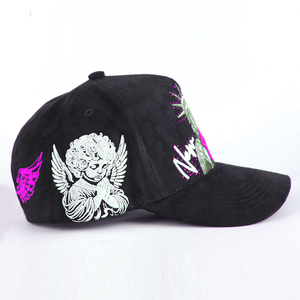 Chất Lượng Cao Satin Lót 3D Thể Thao Mũ Bóng Chày Hat Cho Nam Giới Biểu Tượng Tùy Chỉnh Cotton Gorras Da Lộn Màu Đen Brim 5 Bảng Điều Chỉnh Mũ Bóng Chày - Product Image 1