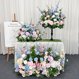 Ensemble d'arrangements floraux artificiels de haute qualité en <span class=keywords><strong>rose</strong></span> et bleu pour les mariages, décorations de fond de scène de mariage et accessoires floraux - Product Image 2